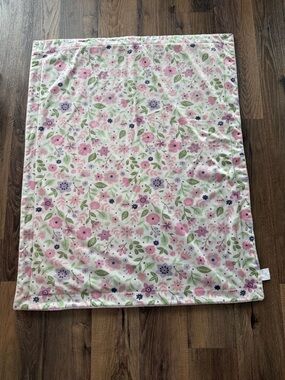Floral Baby Blanket in Pink, Green & Purples pink back